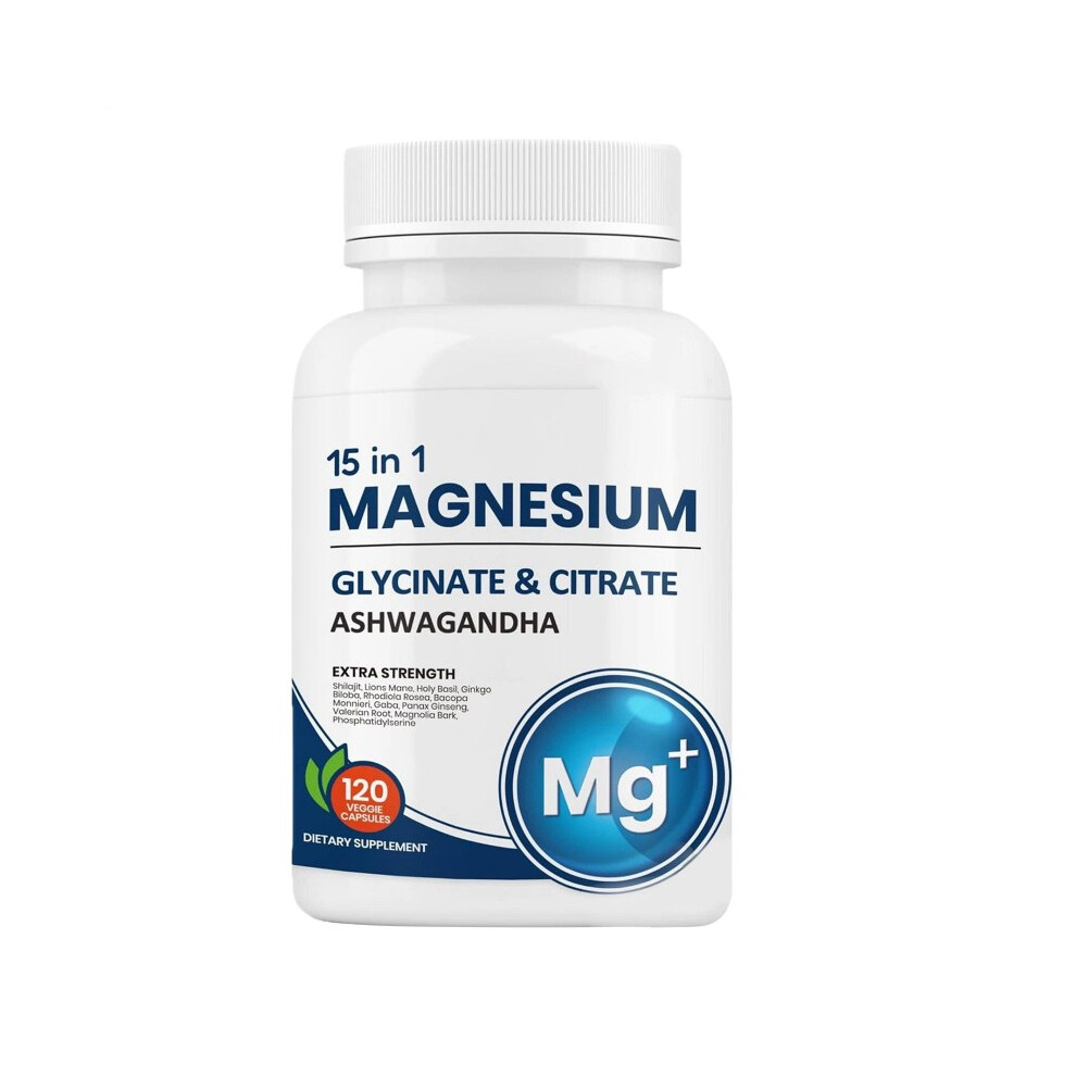 15 In 1 Magnesium Glycinate & Citrate Complex Capsules, 120 Vegan Capsules