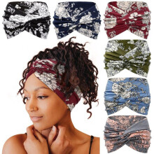 Diademas retorcidas florales para mujer, paquete de 6, 18 cm, accesorios para el cabello con estampado bohemio, diademas elásticas para uso