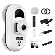 Robot limpiacristales automático, succión de 5600 Pa, sistema de seguridad, control remoto, 10 paños de limpieza.