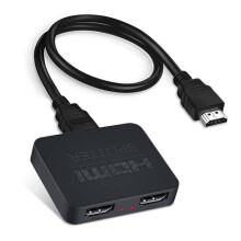 Divisor HDMI 1 entrada 2 salidas con cable HDMI de 1 m, compatible con 4K, alimentado por USB, amplificador de señal, compatible con HDMI 1.