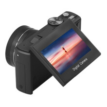 Cámara digital 5K HD, pantalla abatible de 3 pulgadas y 180 grados, zoom 18x, Wi-Fi, enfoque automático, tarjeta SD de 32 GB, color negro, p