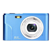 Cámara digital de 48 MP con zoom 16x, tarjeta TF de 32 GB, pantalla de 2,4 pulgadas, cámara compacta para principiantes, color azul.