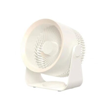 Ventilador compacto blanco recargable por USB, silencioso y potente para uso doméstico y de viaje.