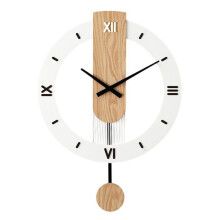 Reloj de pared de péndulo silencioso, diseño moderno, madera maciza y PMMA, 40 x 55 cm, estilo minimalista, números romanos.