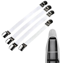 Clips para funda de tabla de planchar, 4 piezas, cierres elásticos para funda y soporte de esquina de cama, color blanco.