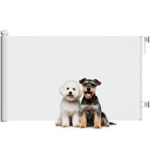 Uitschuifbaar hondenhek voor honden van 0 tot 144 cm, trap- en deurhek voor honden en katten met vergrendelingsmechanisme.