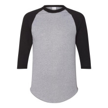 (L, Athletic Heather/ Black) Augusta Sportswear Three-Quarter Raglan Sleeve Baseball Jersey
