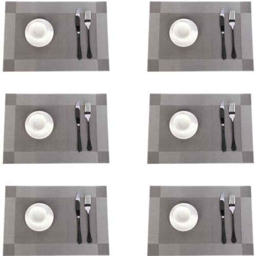 Σετ 6 σουπλά από υφαντό βινύλιο PVC, πλενόμενα, ανθεκτικά στη θερμότητα, αντιολ