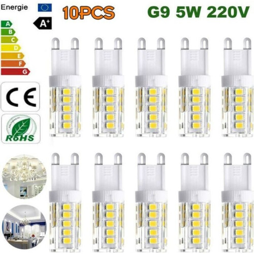 Συσκευασία με 10 λαμπτήρες LED G9 Ψυχρό Λευκό 6000K 400LM 5W Εξοικονόμηση Ενέργειας Μακρ