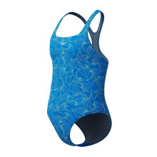 (9-10 Years, Lagoon Blue) Speedo Girls Hyperboom Medalist All-Over Print One Piece Swimsuit