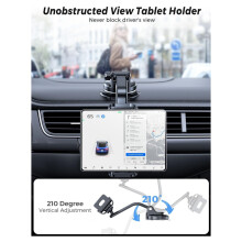 Support de tablette pour tableau de bord de voiture, support de pare-brise pour iPad et support de téléphone pliable avec pince stable