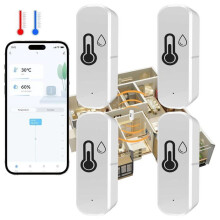 Smart WiFi Thermometer Hygrometer 4 Pack, Tuya Smart Life Compatible, Works with Alexa and Google Home for Home and Baby
