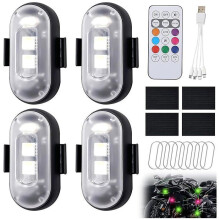 4 Wireless LED Car Lights, 8 Colours, Waterproof, USB Rechargeable with Remote Control