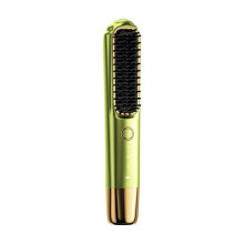 Cordless Straightening Brush, Ionic, Rechargeable, 3 Heat Settings, Anti-Scald, Portable, Green