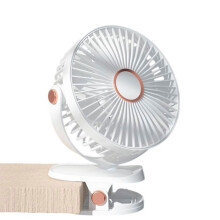 Clip On Fan Rechargeable 5 Speed 720 Degree Adjustable with Ambient LED White Small Portable