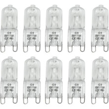 Pack of 10 G9 Halogen Bulbs, Warm White 25W, AC 230V, Clear Glass for Home Lighting