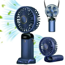 Portable Mini Fan, 5 Speeds, USB Rechargeable, 6500 mAh, Foldable, Blue, Quiet Desk Fan for Home Office Travel
