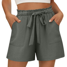 Women's shorts with pockets, casual shorts, loose-Gray M