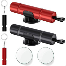 2 Piece Car Safety Hammer 2 in 1 Window Breaker and Seat Belt Cutter with Base Black and Red