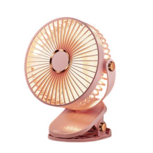 Clip-On Desk Fan, Ultra Quiet Rechargeable, 5 Speed Settings, 720 Degree Rotation, Ambient LED, Compact Portable, Pink