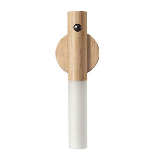 Rechargeable LED Night Light with Motion Sensor Wall Lamp in Ash Wood