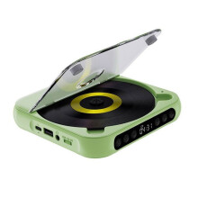 Portable Bluetooth CD Player Ultra Slim Rechargeable 2000mAh Hi Fi with Built In Speaker Light Green