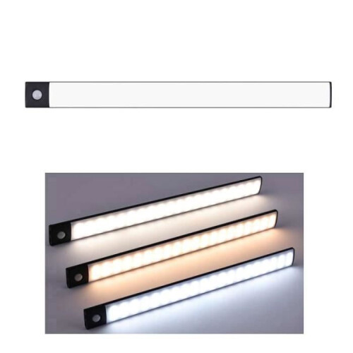 Smart LED Light Bar 20 cm Motion Sensor Ultra Thin Rechargeable Black Cabinet Light