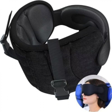 Oreiller de voyage pour avion avec masque pour les yeux et sangle de tête, soutien à 360 pour les longs vols, oreiller confortable pour re