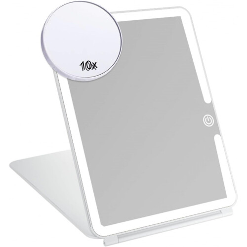 3 Color LED Lighted Makeup Mirror Touch Screen 10X