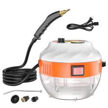 Potente pulitore a vapore portatile per cucina, mobili, bagno e auto, bianco, compatto e facile da usare.