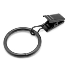 20 anelli per tende neri con clip, diametro interno 32 mm, compatibili con aste per tende e tende da doccia.