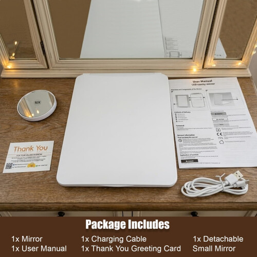 3 Color LED Lighted Makeup Mirror Touch Screen 10X 2