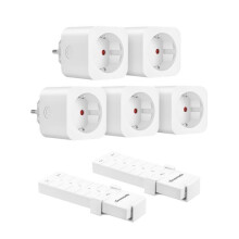 5 Pack Programmable Remote Control Power Sockets with 2 Remote Controls, 16A 3680W, EU Type E/F Plug