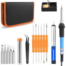 Portable Soldering Iron Kit 60W with Steel Tip, Black, Regular Use, Compact and Easy to Carry