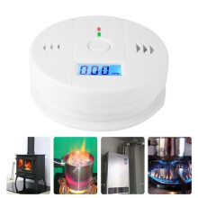 Portable Carbon Monoxide Detector CO Alarm Smoke Detector Battery Powered Digital Display White for Home Safety