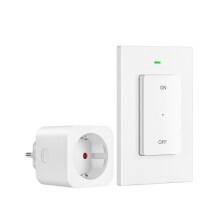 Presa di corrente con telecomando e interruttore on/off, 16A 3680W, spina tipo E/F europea, portata 30 m, bianca.
