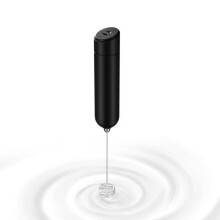 Frullatore elettrico multifunzione nero, frusta per uova, montalatte e miscelatore per caffè, utensile da cucina compatto da 1,8 W.