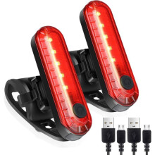Confezione da 2 luci posteriori a LED per bicicletta, ricaricabili tramite USB, impermeabili IPX4, 4 modalità di illuminazione, luci posteri