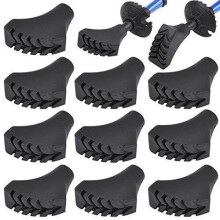 Puntali per bastoncini da nordic walking, confezione da 10 pezzi, in gomma, diametro 1 cm, unisex, resistenti, di ricambio, colore nero.