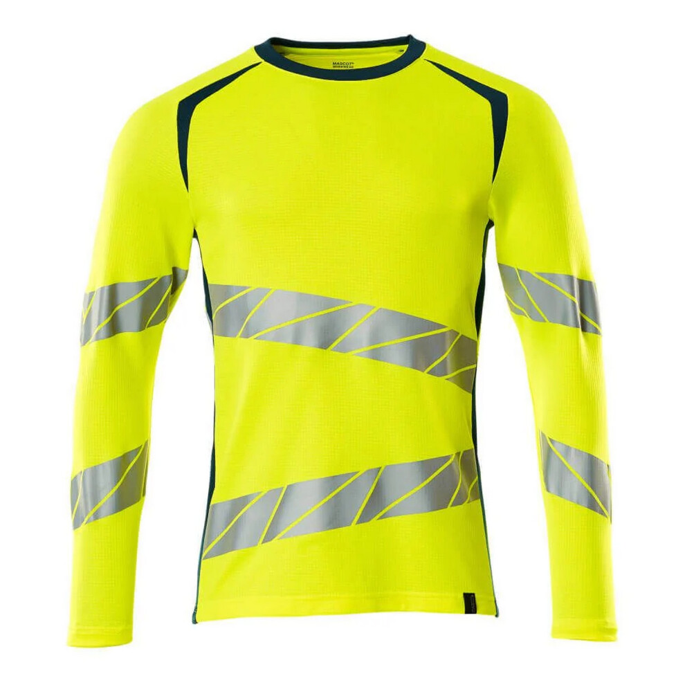 (5Xl, Hi Vis /Dark Petroleum) Mascot Mens Accelerate Safe Long-Sleeved T-Shirt Yellow 5063852934720