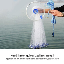Rete da pesca a lancio, trappola da 2,4 m in nylon e alluminio per la cattura di pesci in acqua dolce e salata.