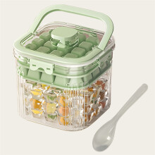 (Green) Set of 2 Large Ice Trays with a Lid And Bin, Featuring 48 Cubes, Designed for Making Ice for Whiskey And Cocktails