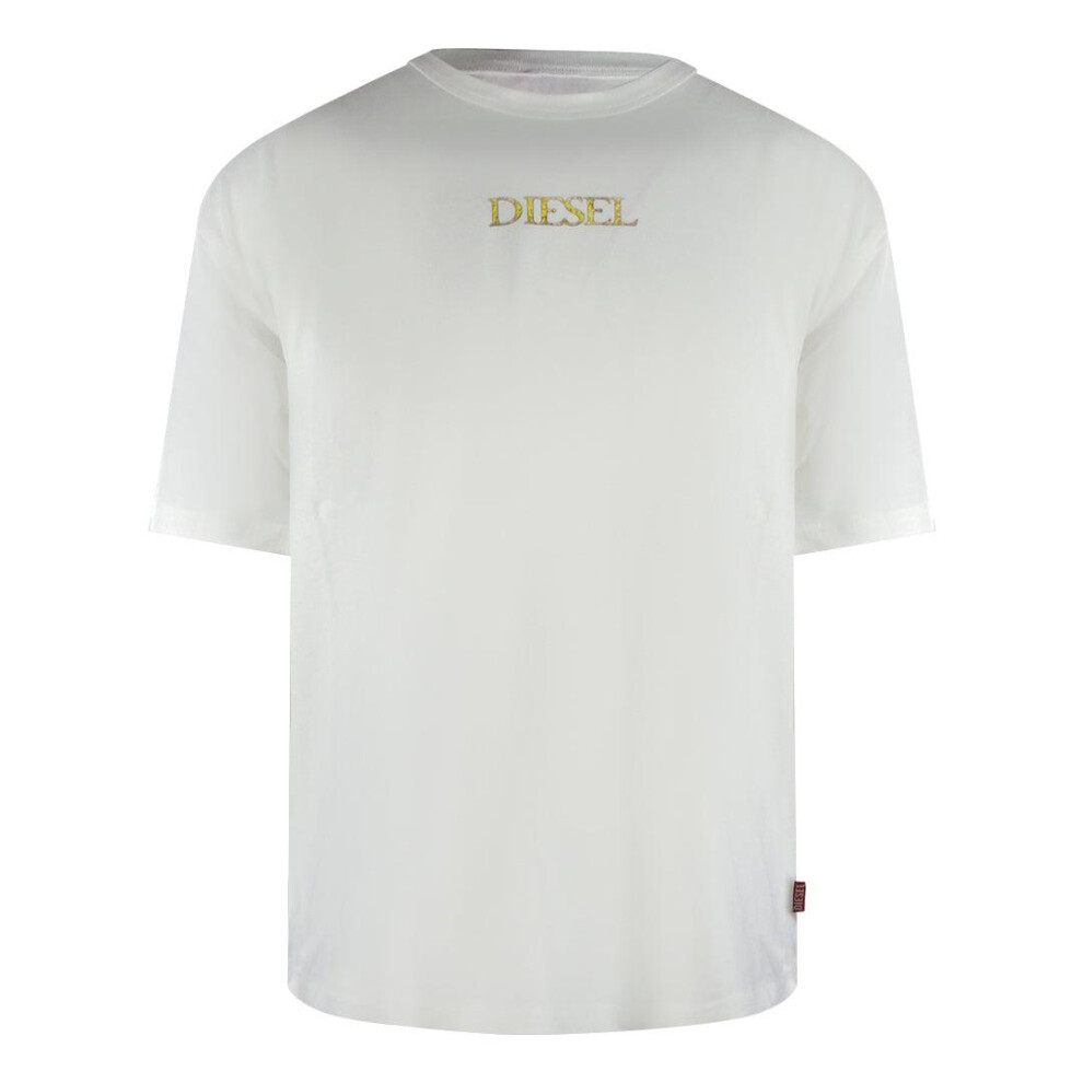 Diesel (Xl, Off ) Mens Logo Cotton T-Shirt White