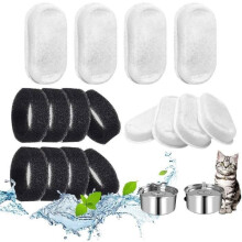 Filtri di ricambio per fontanelle d'acqua per gatti, 16 pezzi, carbone attivo e spugna in schiuma, accessori per animali domestici