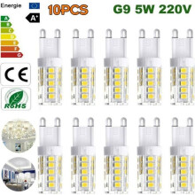Confezione da 10 lampadine LED G9, luce bianca fredda 6000K, 400LM, 5W, a risparmio energetico e di lunga durata, per illuminazione domestic