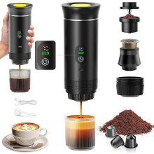 Macchina da caffè portatile - 20 bar - Caffettiera 3 in 1 - Riscaldamento automatico in 4-6 minuti, Capsule grandi, Caffè macinato