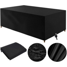 Telo di copertura impermeabile e resistente ai raggi UV per tavolo da giardino, 210D, per mobili da esterno, 210 x 110 x 70 cm, nero.