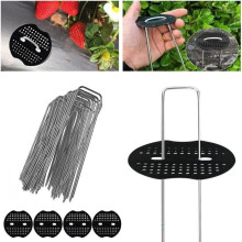 100 pezzi di picchetti da giardino a forma di U da 15 cm, ancoraggi a terra zincati con 20 rondelle per tende