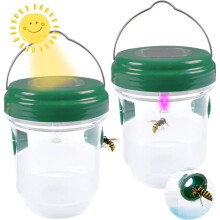 Set di 2 trappole solari da appendere per vespe con luce LED, riutilizzabili per mosche e calabroni, ideali per uso esterno.