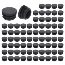 76Pcs Black Round Plastic Tube End Caps 22x21x13mm Furniture Glide Protectors for Chairs and Tables